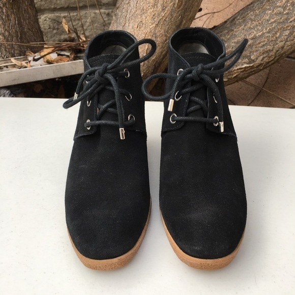 Cole Haan Leslie Suede Wedge Ankle Boot Black Size 8 - Picture 4 of 7